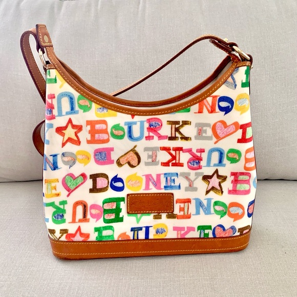 DOONEY & BOURKE Rainbow Lettering Pebble Grain Leather Hobo Bag - Picture 1 of 15